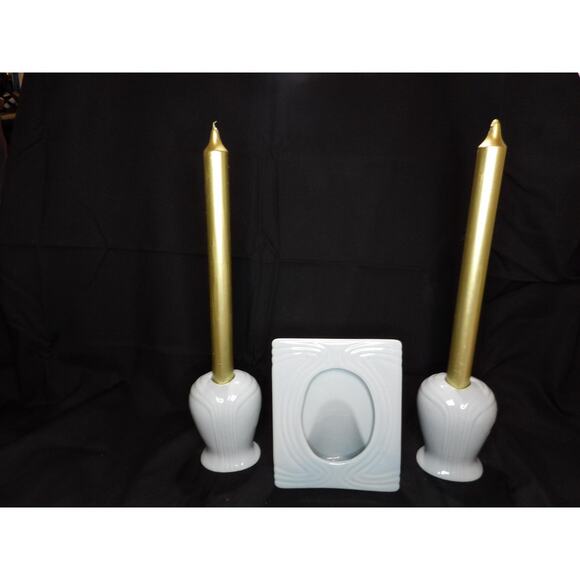 MCM Retro Picture Frame & Matching Candle Sticks - Picture 1 of 4